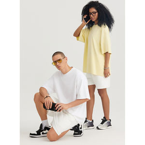 T-shirt épais en coton anti-rétrécissement de 245g pour homme, coupe large, coupe courte, couleur unie, luxe - Product Image 5