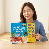 Libro de aprendizaje temprano con sonidos, temática de camión, tapa dura, libro educativo de cartón para niños pequeños y preescolares