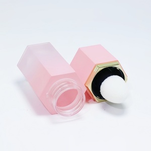 Hexagon Unique Lipgloss Big Wand Brush Pink 7ml Liquid Blusher <b>Tubes</b> Custom Empty <b>Plastic</b> Lip Gloss <b>Tubes</b> Packaging - Product Image 2