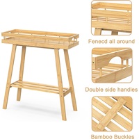 Support pour plantes en bambou à 2 niveaux, étagère en forme de A pour pots de fleurs avec plateau à rebord pour balcon, patio et décoration de salon