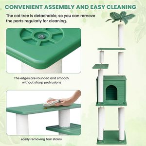 कॉंडो और सिसल खरोंच पोस्ट के साथ बहु-स्तरीय बिल्ली पेड़ टॉवर, इनडोर आउटडोर बिल्ली चढ़ाई गतिविधि केंद्र फर्नीचर - Product Image 4