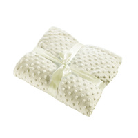 BURBUJA BLANQUET 100% POLIÉSTER BEIGE 280gsm Ecológico Resistente al agua Suave Grueso Jacquard Rayas Tela de burbujas Certificado GRS