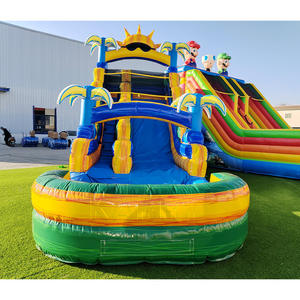 Toboggan aquatique gonflable en PVC de qualité commerciale avec piscine amovible pour parc aquatique et usage scolaire, toboggan de saut intérieur/extérieur - Product Image 1