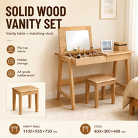 Nouveau tabouret de coiffeuse en bois massif de style nordique, en bois d'hévéa de qualité A, écologique, pour chambre à coucher (Modèle 2133)