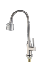Robinet de lavabo monocommande monotrou en alliage de zinc brossé, à ouverture rapide, avec cartouche céramique, pour montage sur plan.