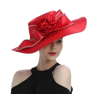 Perfect Most Popular Satin Cloth Church Hat Deluxe Unique Photography Wedding Hat Fancy Formal Flower Fascinator Top Hat Female