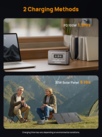 Banco de Energía Portátil de 99.2Wh para Teléfono y Laptop con Estación de Energía Solar Plegable de 30W, Mini Estación de Energía Portátil de Litio