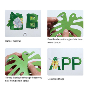 1 pezzo foresta animale felice festa di <span class=keywords><strong>compleanno</strong></span> bandiera tirare bandiera decorazione all'ingrosso - Product Image 4
