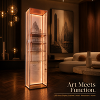 Vitrine moderne en verre translucide rétroéclairée par LED, étagères en acier inoxydable, séparateur de pièce à motifs, étagère à vin décorative