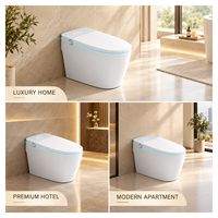 WC intelligent monobloc blanc avec commande vocale IA, bouclier anti-éclaboussures, couvercle automatique et télécommande