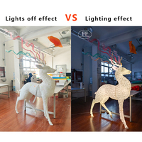 Grande décoration de Noël et d'intérieur en résine 3D en forme de cerf blanc lumineux à LED, artisanat en papier fait main