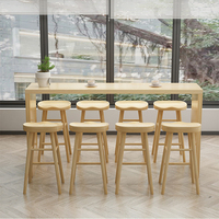 Table de bar en bois massif avec structure métallique stable, non pliable, pour la maison, le sous-sol, la cave à vin, les divertissements quotidiens, meubles