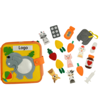 Tableau d'activités en feutre russe en gros pour enfants, livres d'activités en feutre personnalisés avec veau et éléphant, livre silencieux Montessori pour bébés