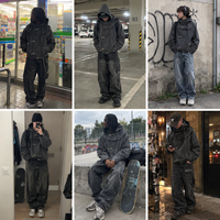 Veste de travail robuste pour homme, personnalisable, directement de l'usine, avec capuche amovible, fermeture à boutons, en toile résistante, style streetwear