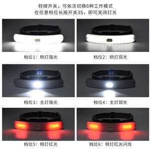 Lampe frontale COB rechargeable à LED pour cyclisme en extérieur avec capteur de lumière rouge, lampe frontale de course - Product Image 3