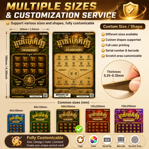 Cartes à gratter personnalisées à double face, billets de tombola en papier, billets de loterie à gratter pour <span class=keywords><strong>les</strong></span> tirages de loterie - Product Image 4