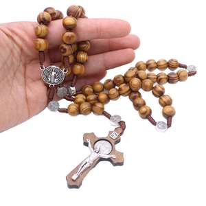 Chapelet en bois, crucifix, cadeaux catholiques, chapelets religieux, perles de prière, croix chrétienne, croix catholique, Jésus-Christ, bijoux - Product Image 2