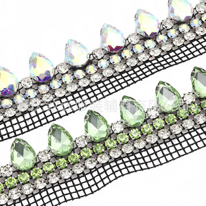 Adorno de malla con diamantes de imitación de 5 mm, de una sola cara, de tres filas, en forma de lágrima, de vidrio de grado A, para accesorios de ropa, joyería DIY - Product Image 3