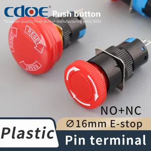 Nhựa trắng mũi tên E dừng chuyển khóa thang máy sạc đống Thiết bị chuyển mạch 16mm Nút dừng khẩn cấp - Product Image 2