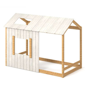 Cama Infantil de Madera Natural, Cama Tipo Casa para Niños Pequeños, Cama de Piso para Preescolar, Cuna de Madera para Niños Pequeños, Estructura de Cama Montessori Tipo Casa - Product Image 1