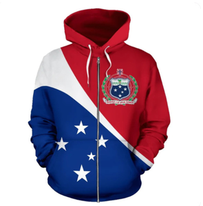 Samoa nazionale bandiera della felpa con cerniera personalizzato europeo americano nuova cerniera con cappuccio manica lunga Samoa bandiera nazionale 3D stampato Top - Product Image 1