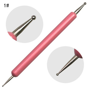 Lot de 5 stylos à points pour nail art avec manche en plastique, outils de manucure pour le placement de strass, pince à strass et pinceau métallique angulaire - Product Image 3