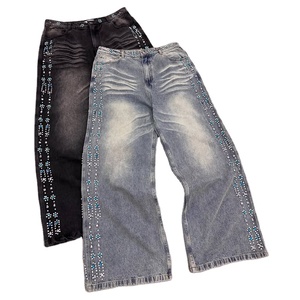 <span class=keywords><strong>Jeans</strong></span> <span class=keywords><strong>Jogger</strong></span> Streetwear di Alta Qualità con Lavaggio Acido per Uomo, <span class=keywords><strong>Pantaloni</strong></span> Denim Personalizzati a Gamba Larga e Dritta con Strass, <span class=keywords><strong>Jeans</strong></span> Baggy a Basso MOQ - Product Image 6