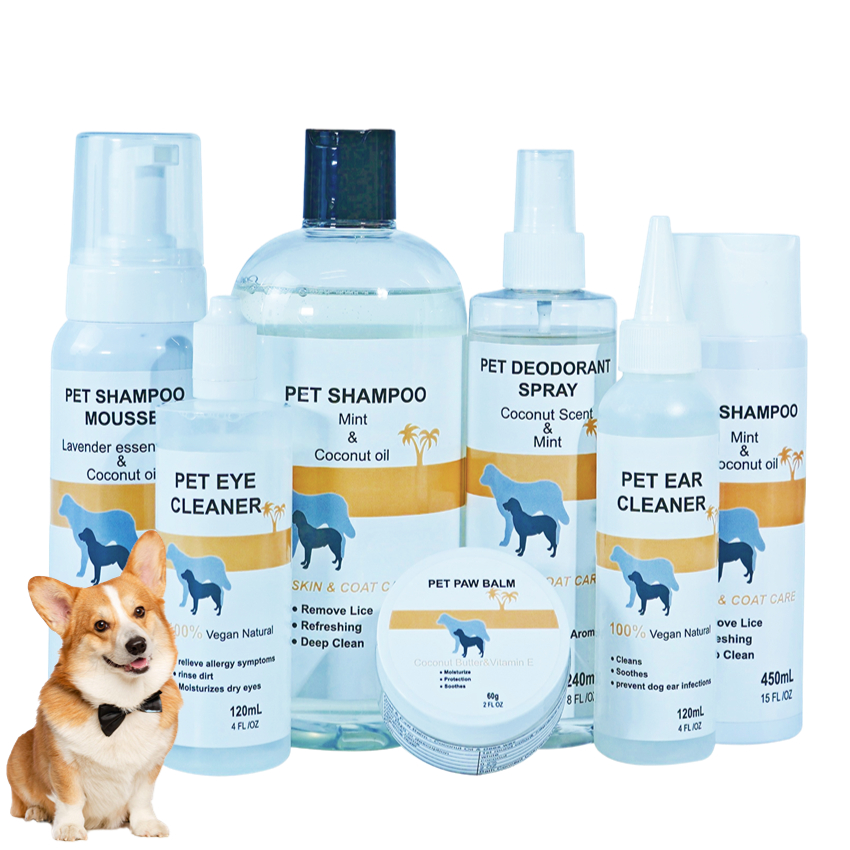 Shampoo e condicionador para animais de estimação de coco de marca própria OEM com creme orgânico para as patas limpador de shampoo para cães fabricantes