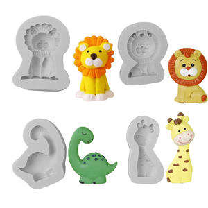 Moule en silicone pour <span class=keywords><strong>animaux</strong></span> de la forêt, 1 pièce 2D, lion, éléphant, lapin, panda, fondant, pâte à <span class=keywords><strong>sucre</strong></span>, décoration, vente de moules en silicone - Product Image 1