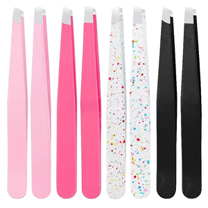 Pinzas Profesionales de Acero Inoxidable para Pestañas, Punta Inclinada, Herramienta de Belleza para Depilación de Cejas - Product Image 1