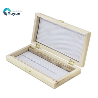 Biological Microscope Slide Box Wooden Slice with 50 Slides Specimen Container for Medical Science