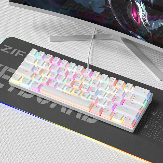 Wired 60 Mechanical Gaming Keyboard OEM 7 Bright Colors RGB Backlit 60 Ergonomics