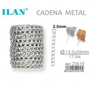 Catena Metallica Ilan 3.5mm 13.5x20mm 17.5M per Creazione di Gioielli - Product Image 1