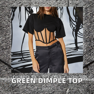 T-shirt à manches courtes pour femme, style décontracté, coupe ajustée, col en maille 3D, décoration de logo, style sexy et tendance - Product Image 3