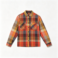 Kemeja Jaket Cargo Pria Warna-Warni Motif Kotak-Kotak Lengan Panjang Kancing Depan Bahan Bernapas Ramah Lingkungan Model Longgar Kasual Vintage ODMOEM