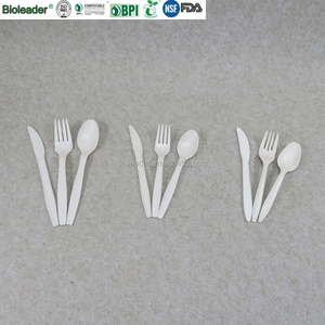 Chất lượng cao dùng một lần 100% phân hủy sinh học bột bắp dao kéo Bộ muỗng + nĩa + Dao Flatware loại - Product Image 4