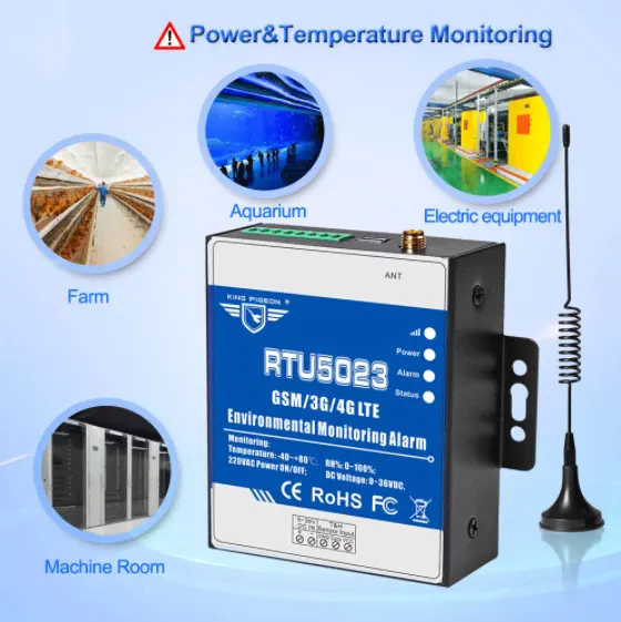 GSM Temperature Humidity Environment Alarm SMS Alert Remote Monitoring APP Control RTU5023