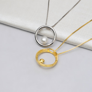 Collar con Colgante de Plata S925 para Mujer, Cadena con 6-7 Cuentas de Perla, Accesorio para DIY, Base para Creación de Joyería - Product Image 2