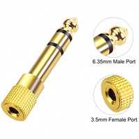 Adaptor Headphone Stereo Audio Berlapis Emas 6.5mm 1/4 Male ke 3.5mm 1/8 Female