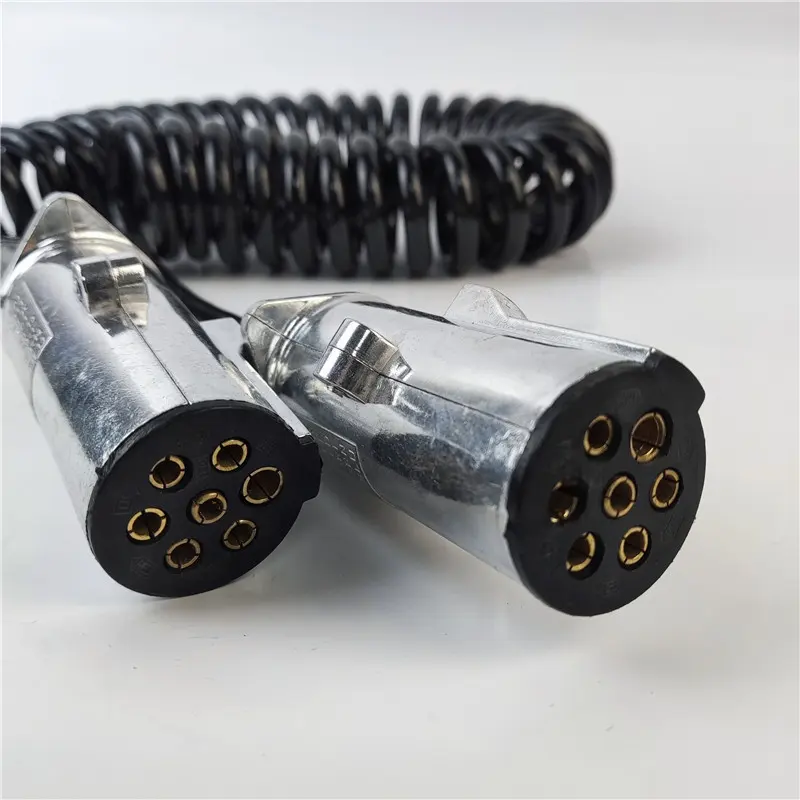 Brake System 7 Way Electrical Wire Seven Core Coiled Truck And Trailer Cable For Abs