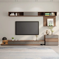 Meuble TV extensible moderne en MDF, style bois, pour salon, avec table TV en verre, meuble TV de luxe, table basse