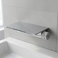 Robinet de lavabo cascade gris anthracite Weihao avec étagère, mitigeur eau chaude/froide, commande à bouton unique, fixation murale encastrée pour salle de bain
