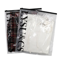 Sacs en plastique transparent en PVC noir de haute qualité avec fermeture éclair, logo personnalisé, sacs à fermeture éclair givrés pour vêtements, emballage