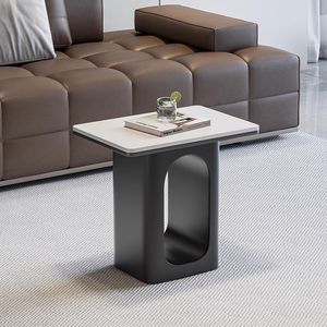 Minimalist Round Side <b>Table</b> Black Metal Base Living Room Bedroom Study Modern <b>Coffee</b> <b>Table</b> <b>Small</b> End <b>Table</b> For Home Use - Product Image 2