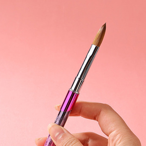 Pinceau à ongles en acrylique 100% pur Kolinsky avec manche métallique violet dégradé, marque privée OEM, pour extension de poudre de cristal et peinture - Product Image 5