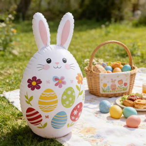 Nuova Decorazione Pasquale Gonfiabile da Giardino in PVC da 70 cm con Design Coniglietto Pasquale <span class=keywords><strong>e</strong></span> Fiori, Modello 2024082431 - Product Image 2