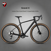 Vélo de Gravel en Fibre de Carbone 700C avec Axe Traversant X, Groupe Sans Fil WheelTop GEX 1x13 Vitesses, Freins à Disque, Vélo de Course sur Route