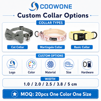 Colliers rembourrés de luxe en sergé pour chats et chiens avec rubans, motif uni, fermeture à boucle réglable pour petites/moyennes races