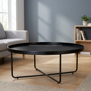 Industrial & <b>Vintage</b> Iron Metal Luxury Living Room Furniture Eco-Friendly Durable Rustic Copper Plated Round Coffee <b>Table</b> - Product Image 3