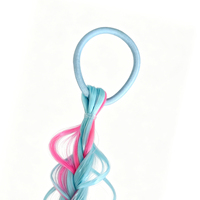Élastique à cheveux tressé dégradé pour enfants, extension de queue de cheval synthétique tressée avec pompon pour coiffure de fête des filles